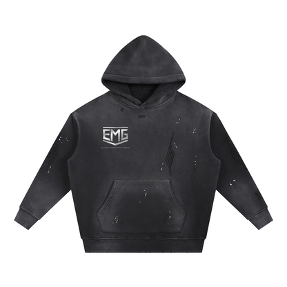 Vintage Washed Frayed Fleece Hoodie