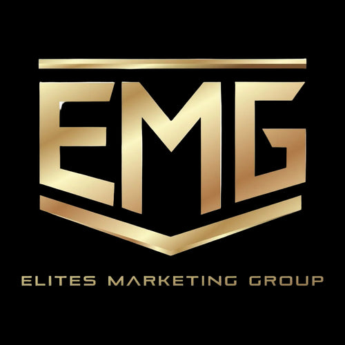 Gold logo of Elites Marketing Group on a white background