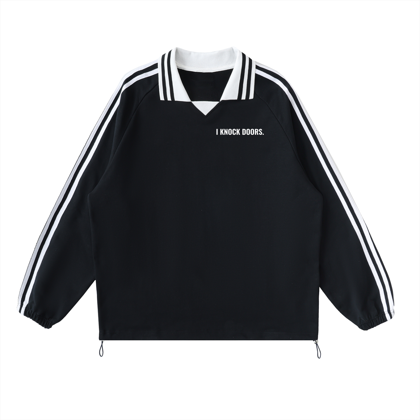 Contrast Striped Lapel Collar Sweatshirt