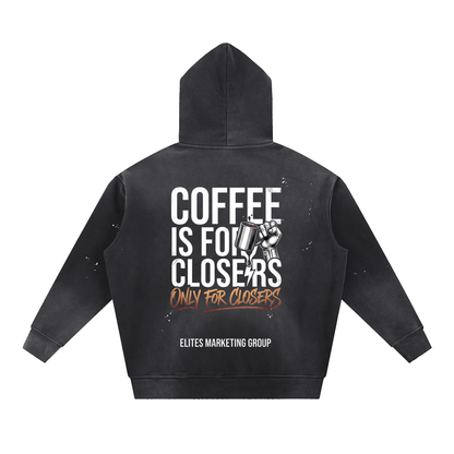 Vintage Washed Frayed Fleece Hoodie