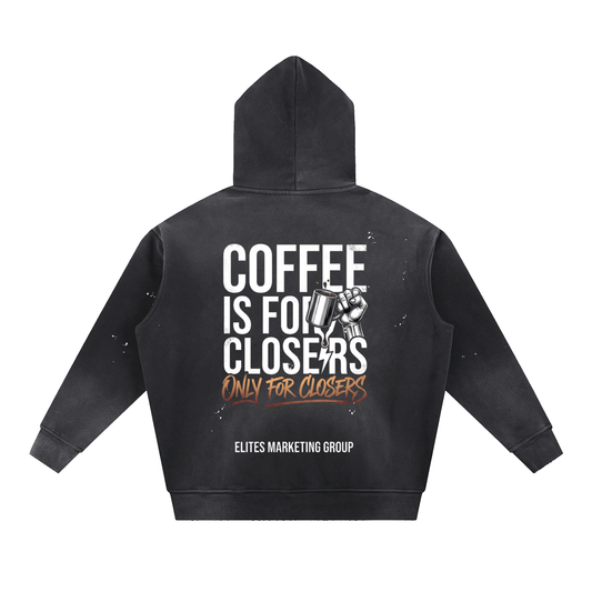 Vintage Washed Frayed Fleece Hoodie